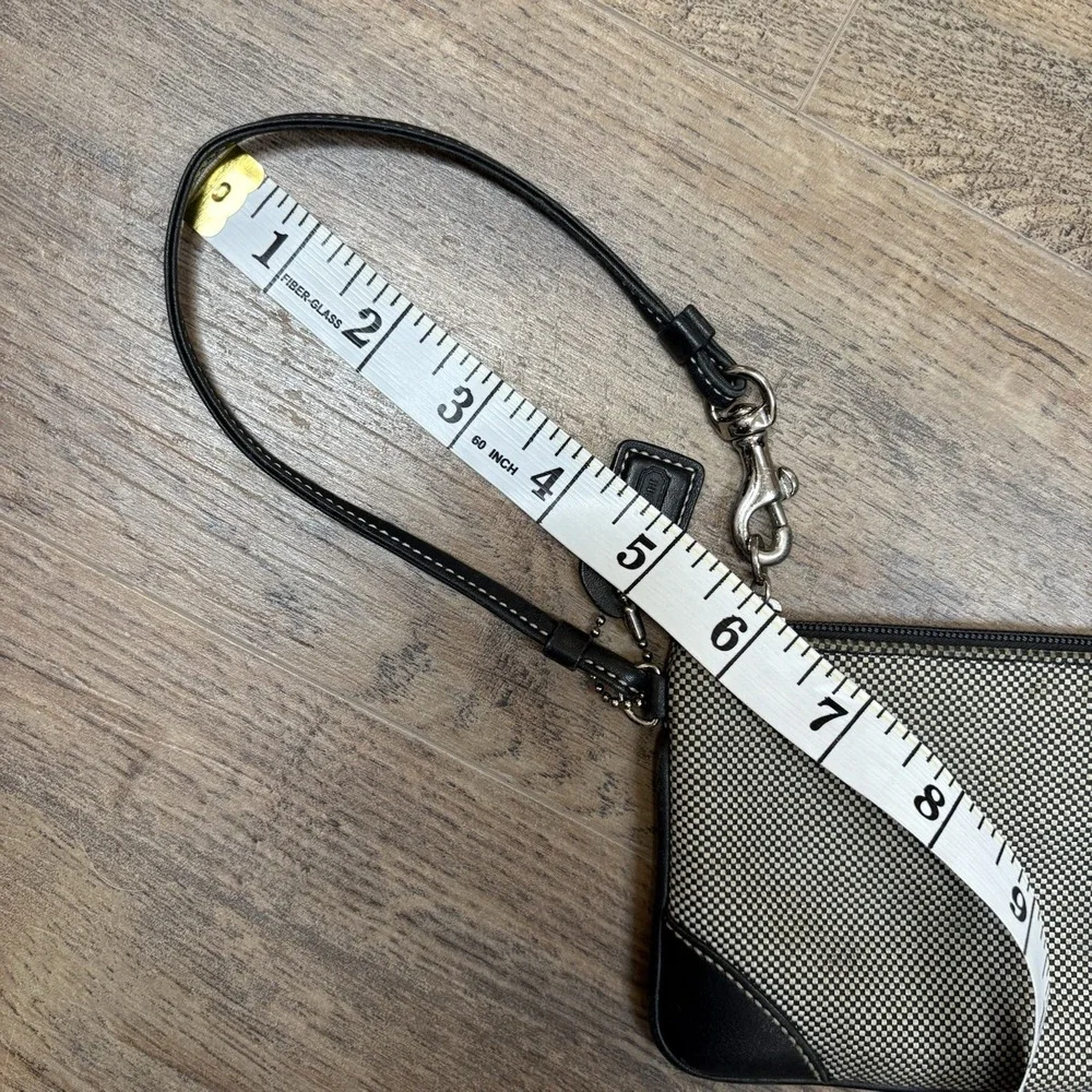 Vintage Coach Small Wristlet Black Checkered Fabric‎ and Leather